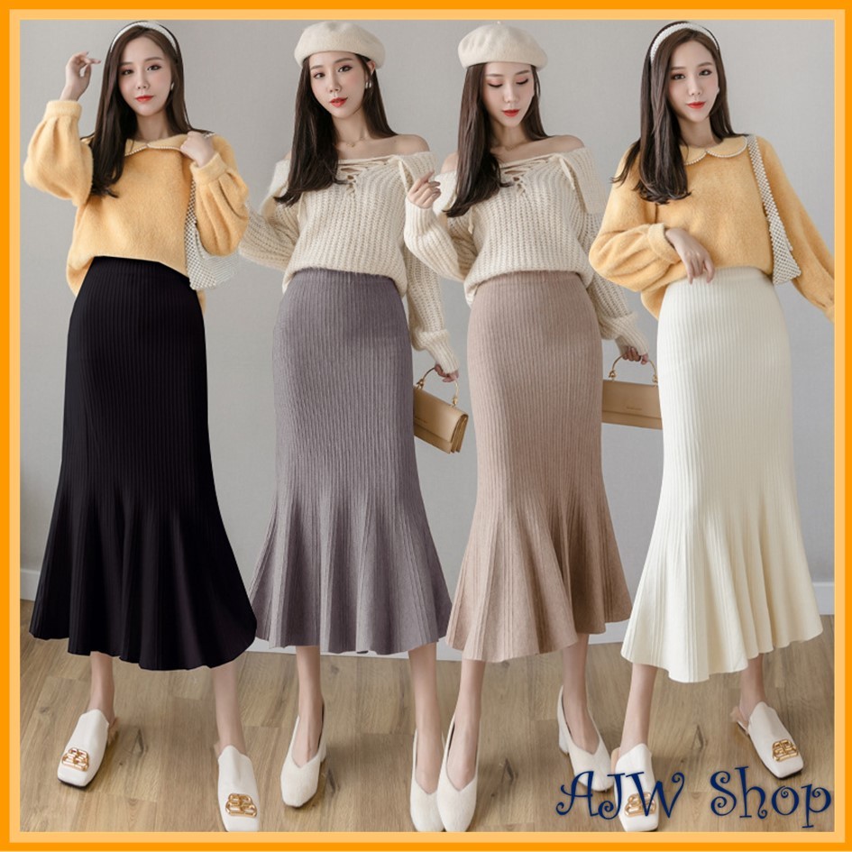 AJW Rok Duyung Plisket Lidi Span Knit Premium ZAE | Rok Span Rajut Mermaid Plisket Lidi | Rok Pliske