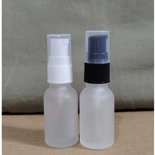 (MINIMAL 20 PCS) Botol Pump 15ml Kaca Frosted / Botol Kaca 15ml Tutup Pump / Botol Serum Kaca 15ml F