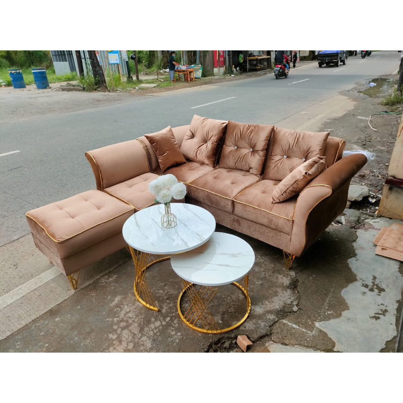 SOFA SET MEJA AESTETHIC / SOFA SATU SET / MEJA GOLD / SOFA SET MEJA GOLD