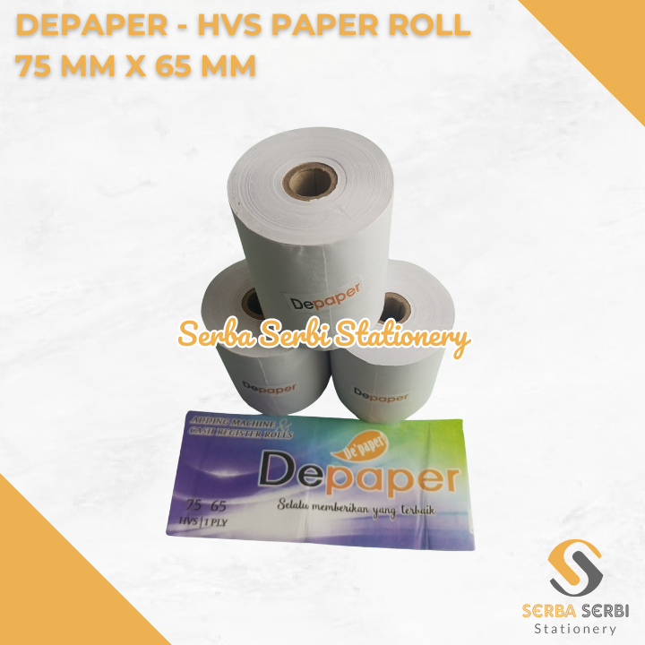 

GROSIR (1 BIJI) DEPAPER - HVS PAPER ROLL / TELSTRUK / KERTAS STRUK KASIR 75 MM X 65 MM / 75X65 MM