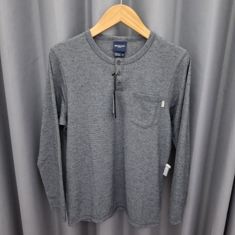 GREENLIGHT Kaos Pria Lengan Panjang Kancing Poket Original