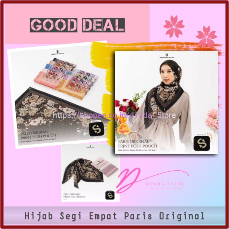 Hijab Segi Empat Paris Original Kerudung Motif Print Posh Jilbab Umama Fashion Muslim Wanita Banjarm
