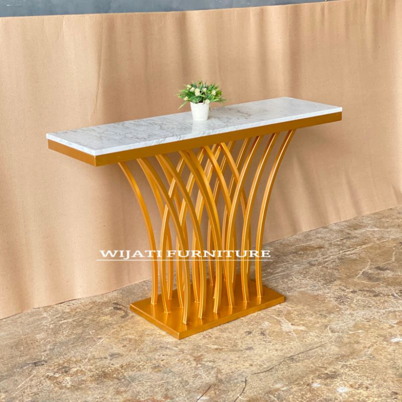 Meja Console Minimalis Marmer Asli - Meja Ruang Tamu - Meja Foyer Modern Marmer