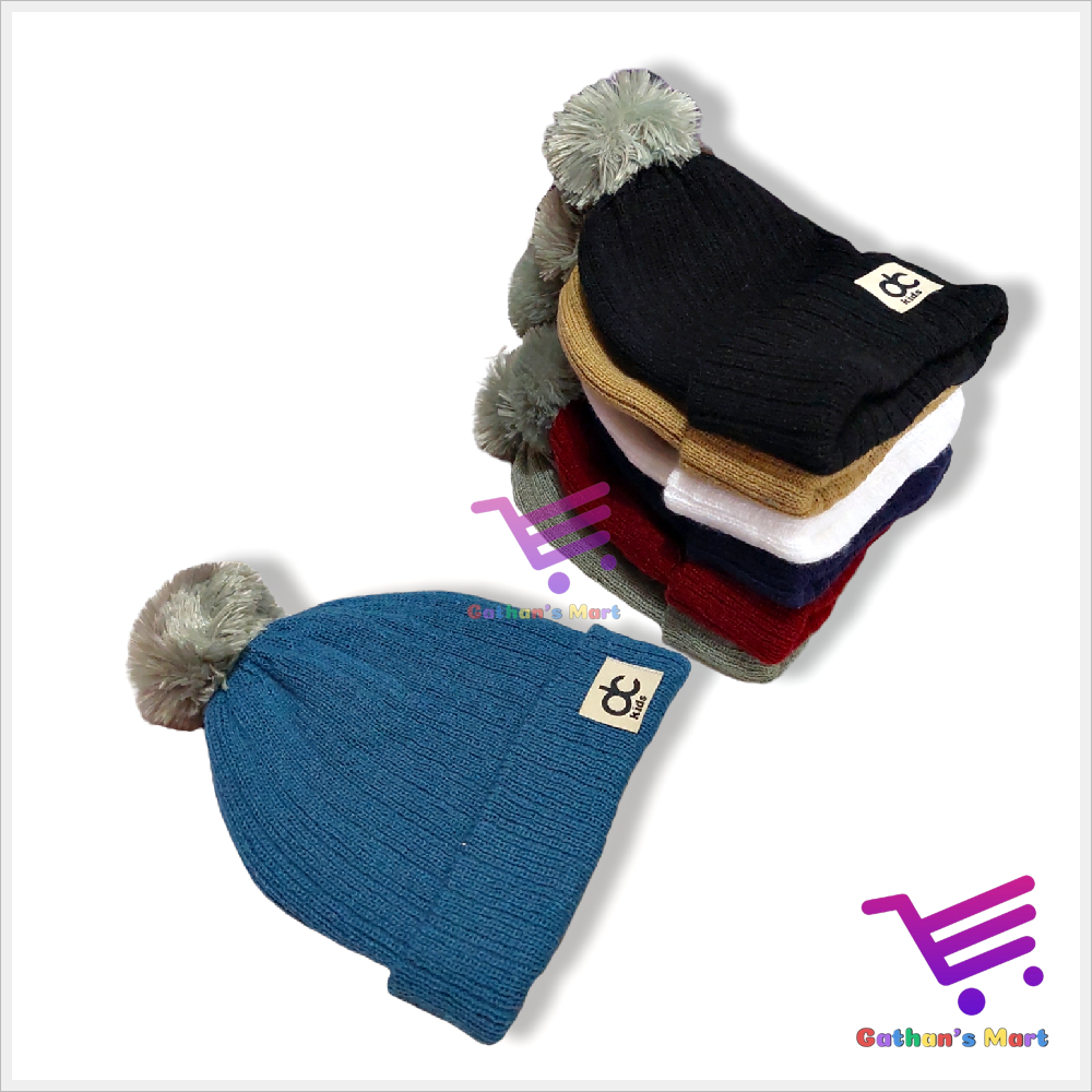 Topi Kupluk Bayi Anak Laki Laki Perempuan Model Pom2 Dc Umur 6 12 bulan 1 2 3 Tahun Rajut Lapis Dobe