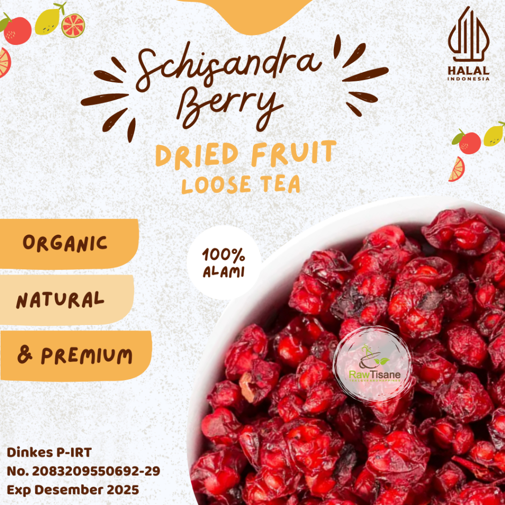 

RAW TISANE Premium Dried Schisandra Berry / Wu Wei Zi / Omija Tea Isi 100 Gram
