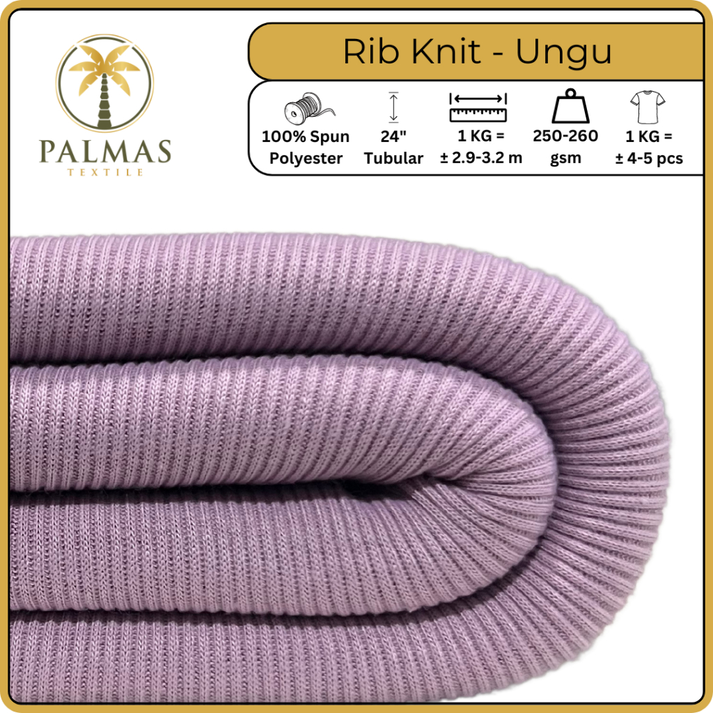 Kain Rib Knit - Ungu (Bahan Kaos)