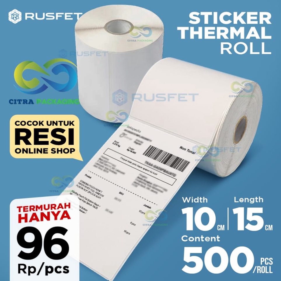 

Garansi Original KERTAS THERMAL ROLL STICKER LABEL PRINT RESI Lebar 1 cm X Panjang 15 cm