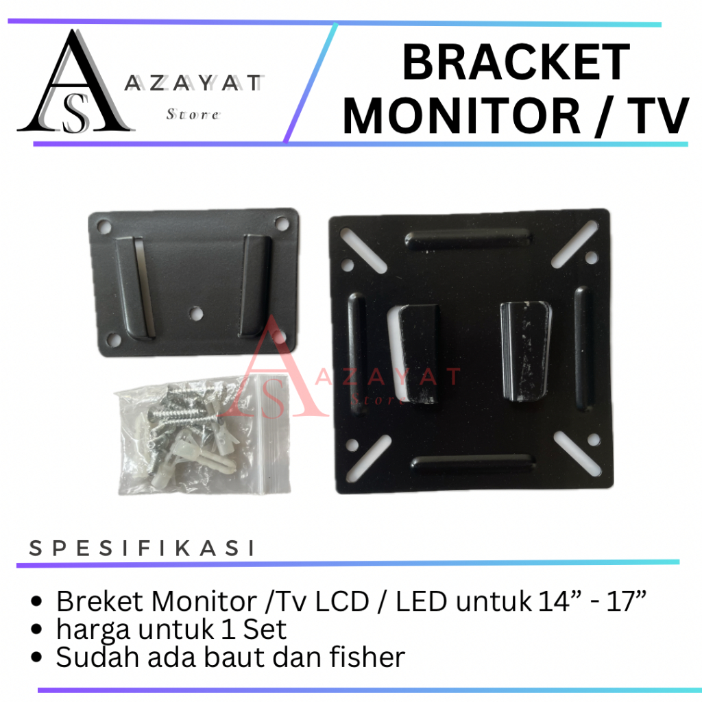 Bracket Tv / Monitor LCD LED Breket 14 inch 16 inc 17 inci Gantung monitor Dinding