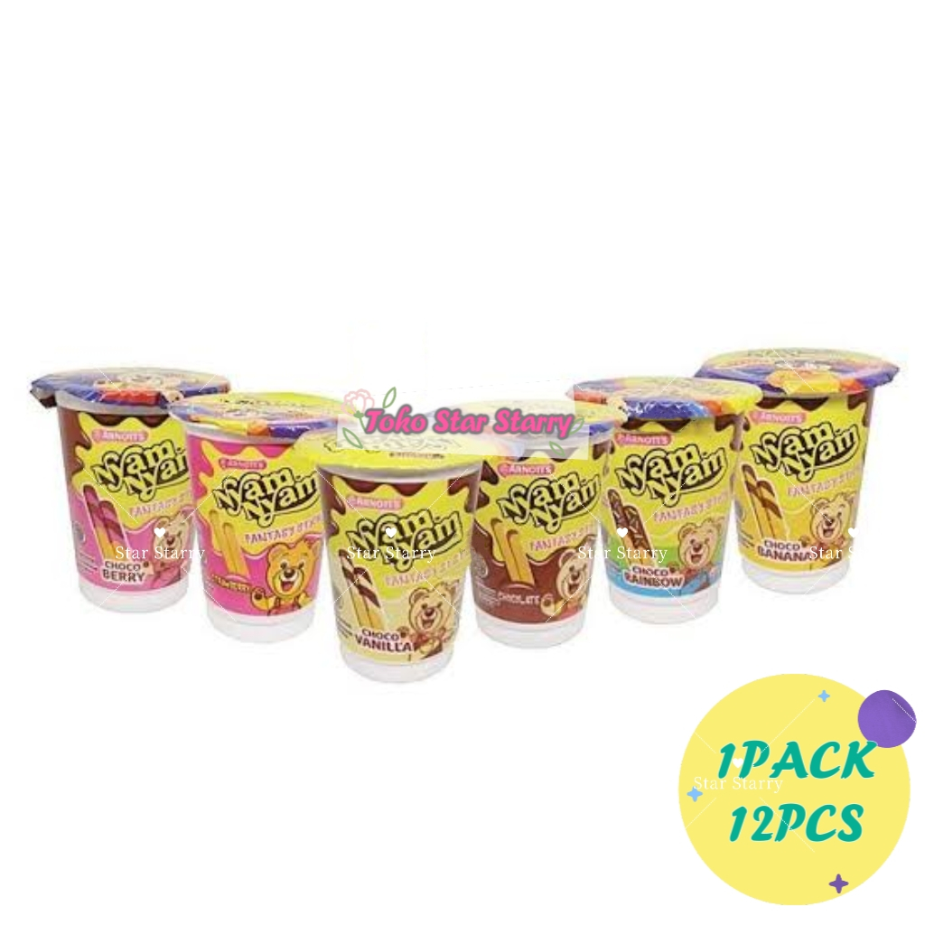 

[Per Pack] Nyam-Nyam Fantasy Stick Chocolate 25 gr / 22.5 gr @12Cup. 1Pack = 12 cup Snack Viral Hala MUI BPOM Nyam Nyam Arnotts Nyamnyam