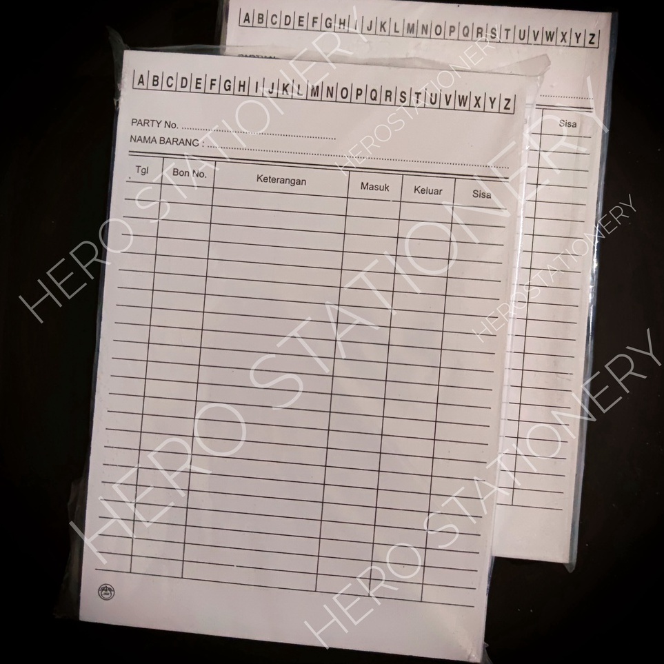 

Kejar Surprise Kartu stok inventori barang gudang ukuran kwarto 1 lembar