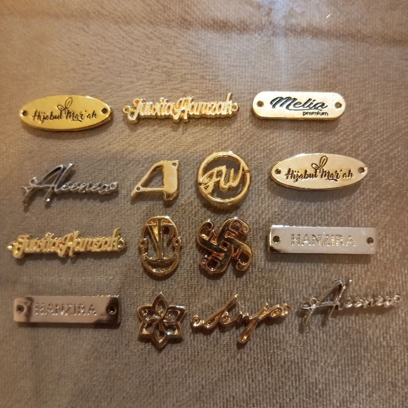 CUSTOM PLAT HIJAB PREMIUM DESAIN SENDIRI, Bahan Logam Alloy Kuat, TERMURAH Logo Hijab Custom Desain 