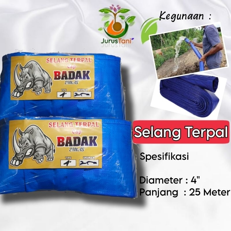 Selang Terpal Lapisan Plastik 4 Dim 25 Meter Cap Badak Emas