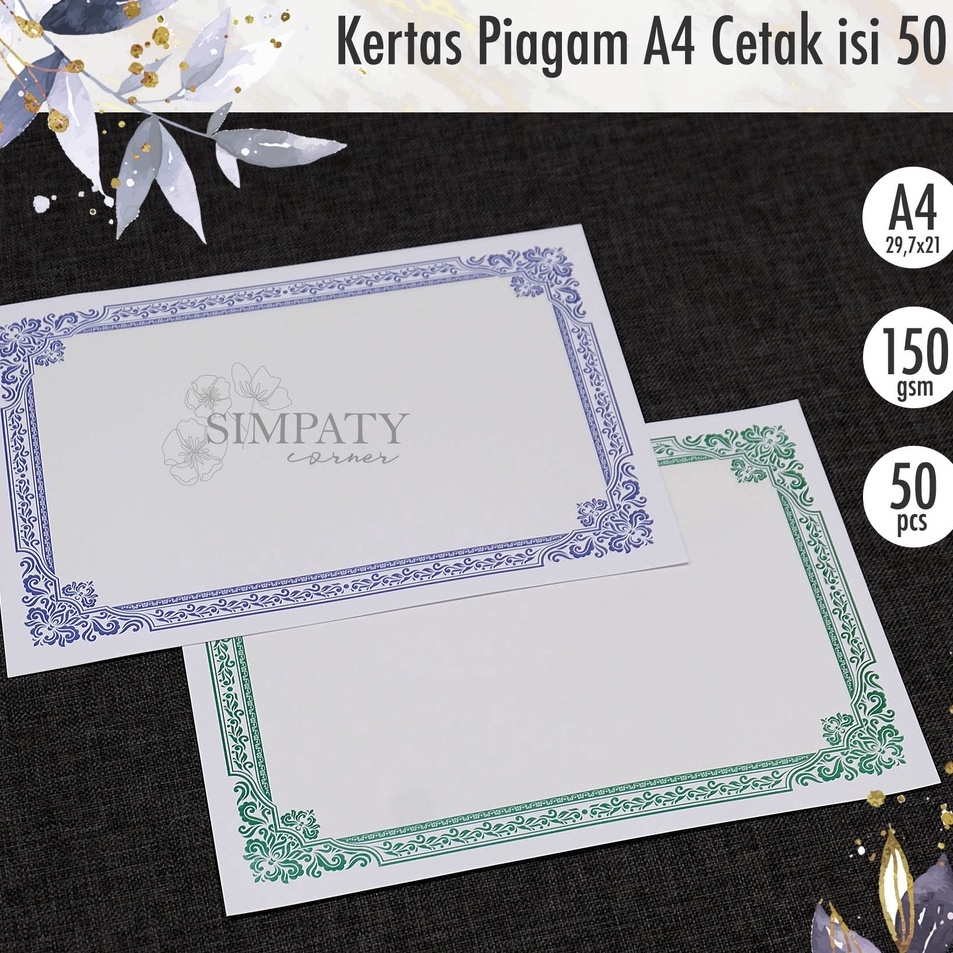 

Model Spesial Blanko Kertas Piagam Sertifikat A4 Simpaty High Quality isi 5