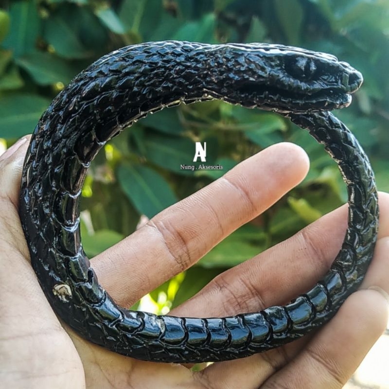 gelang akar bahar hitam JUMBO ukir ular berkualitas