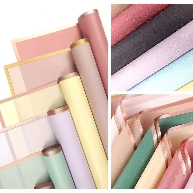 

KERTAS BUNGA BUKET LIST GOLD COLOR FLOWER WRAP PINK MURAH IMPORT/KERTAS BUNGA FLOWER SWAPPING CELLOPHANE LINE WATERPROOF