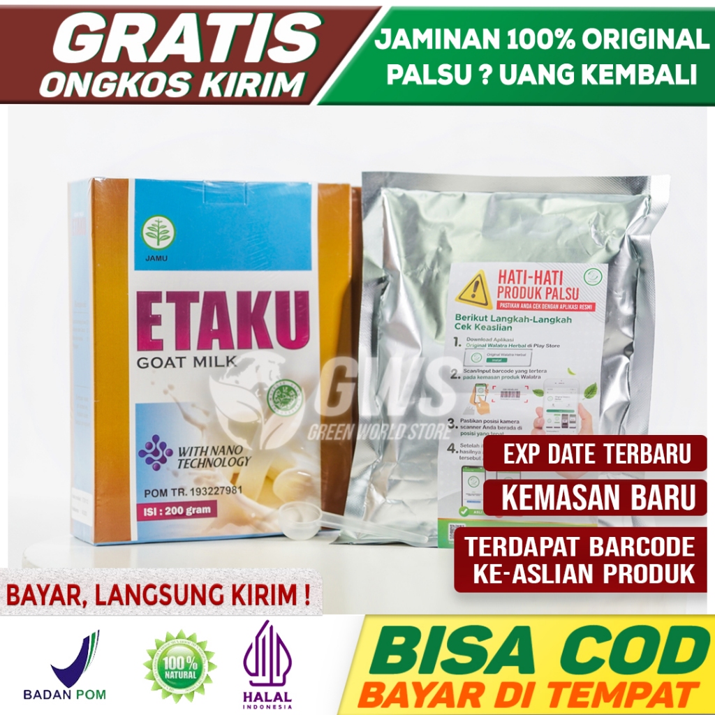 

Walatra Etaku 200 gram Goat Milk Susu Bubuk Kambing Etawa Murni Agen Herbal Medan Aceh Sumatera
