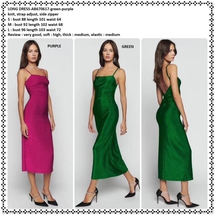 AB670617 Sexy Bodycon Slim Long Dress Midi Gaun Pesta Malam Backless Rajut Wanita Korea Import Green