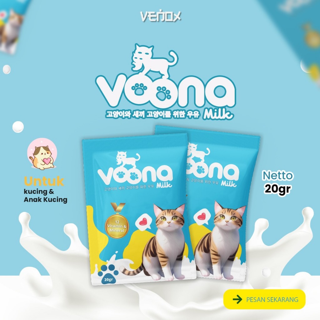 VOONA MILK SUSU KUCING PREMIUM - Venox Susu Anak Kucing / Kucing Dewasa Kitten Adult Cat Milk