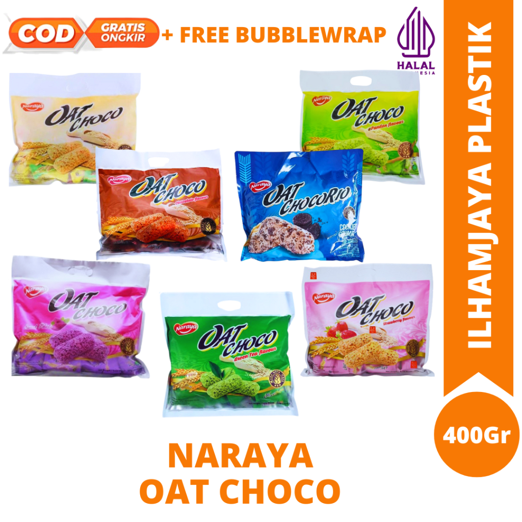 

Naraya Oat Choco Sereal Gandum 400gr isi 40 pcs Original ALL VARIAN Premium Snack Sehat / Snack Oat