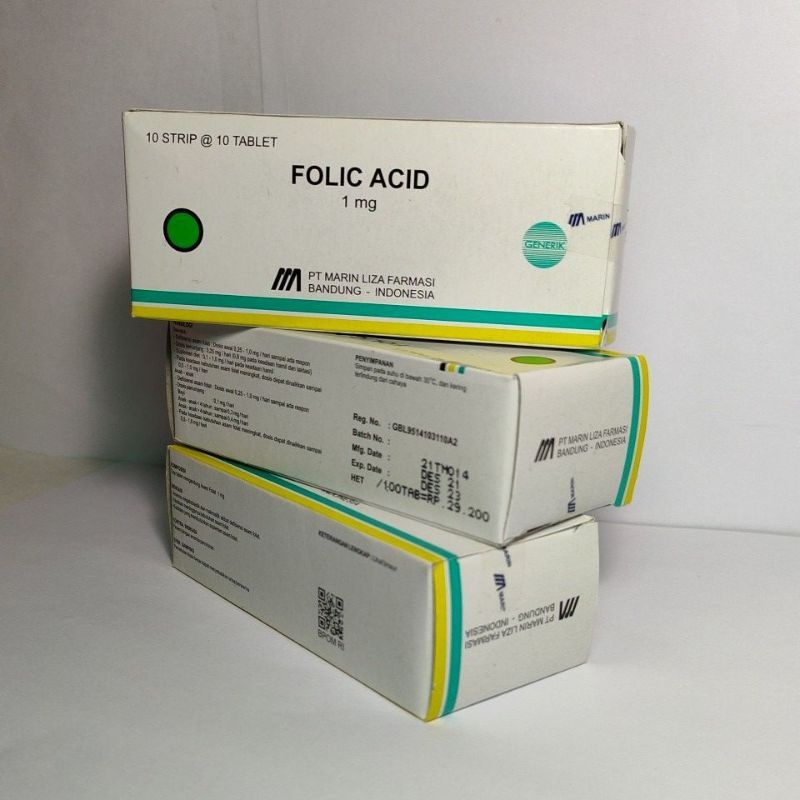 Folic Acid 1 mg Box isi 100 Tablet