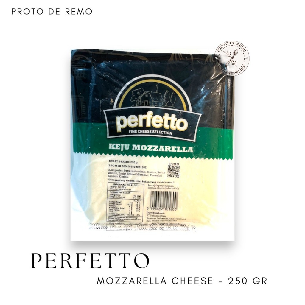 

Keju Mozarella Perfetto (Australia) Block 250GR