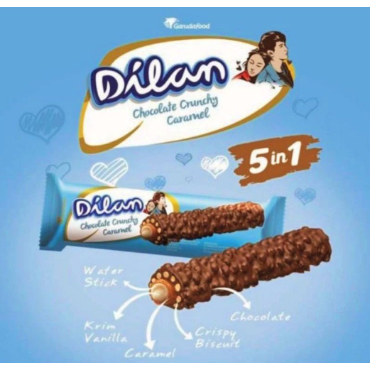 

Dilan Chocolate Crunchy Krunci Kranci Karamel Caramel Coklat dan Keju (RASA BARU) 1 box isi 12 pcs