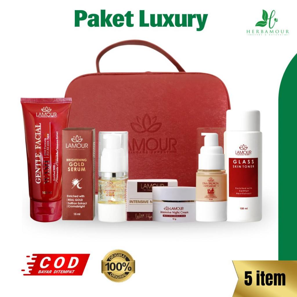 PAKET LUXURY By LAMOUR - Skincare BPOM Original Untuk Kulit Kusam dan Flek Membandel/ KULIT GLOWING