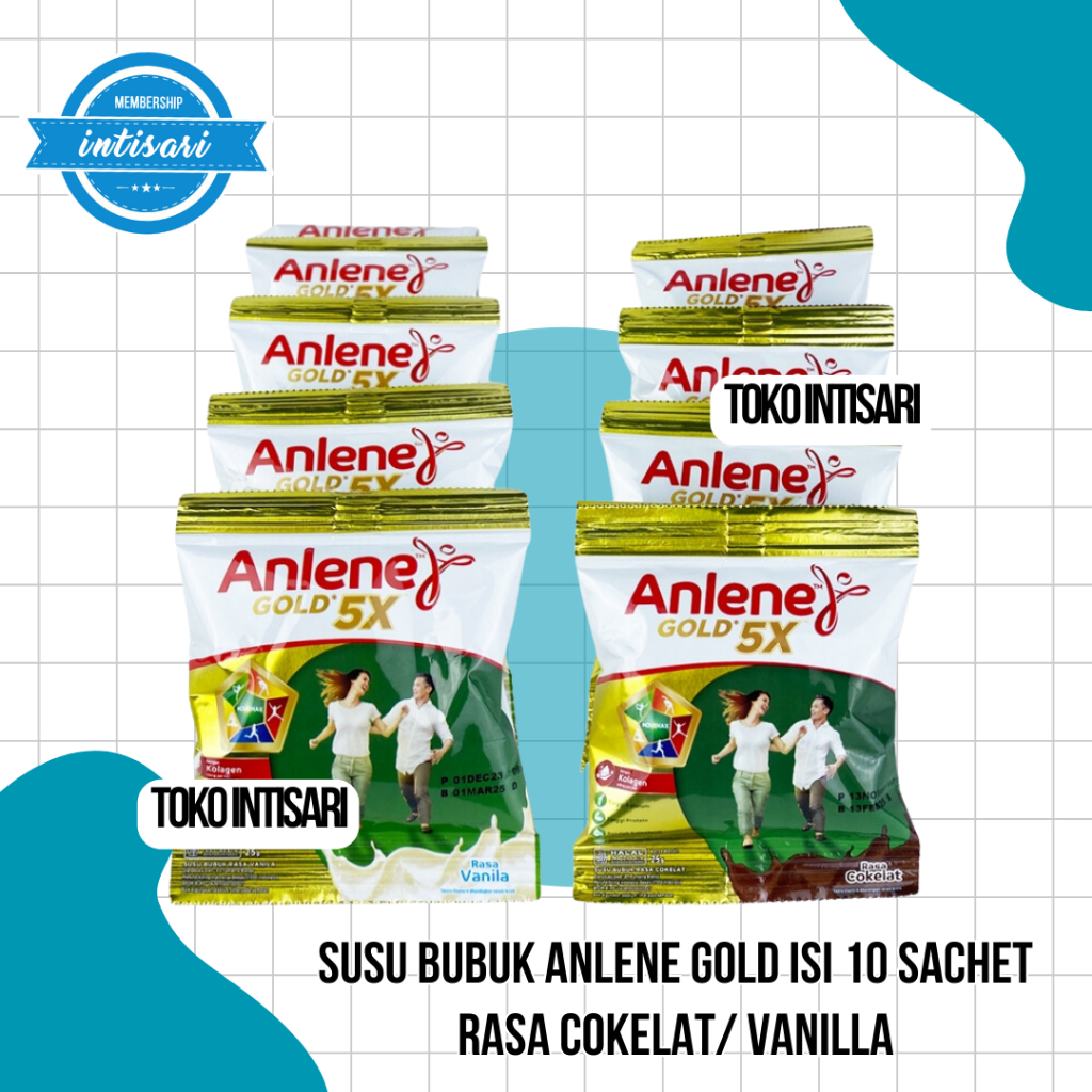 Susu Bubuk Anlene GOLD 5X Sachet -  Susu Bubuk Tinggi Kalsium untuk Lansia 50+ -  ( LEMBAR )