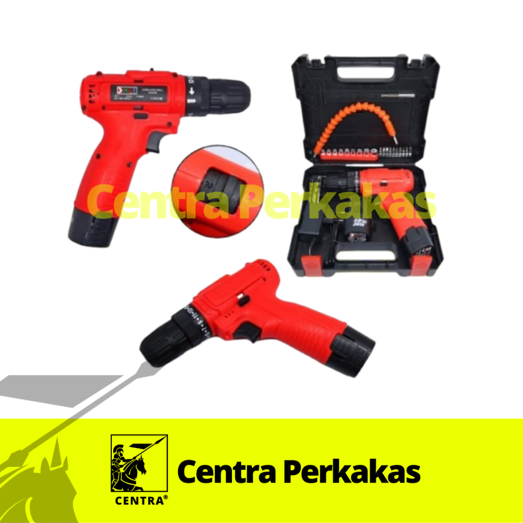 Cordless Drill Set HDT CDD405 Bor Batrai 10mm Bor Cas HDT 12V