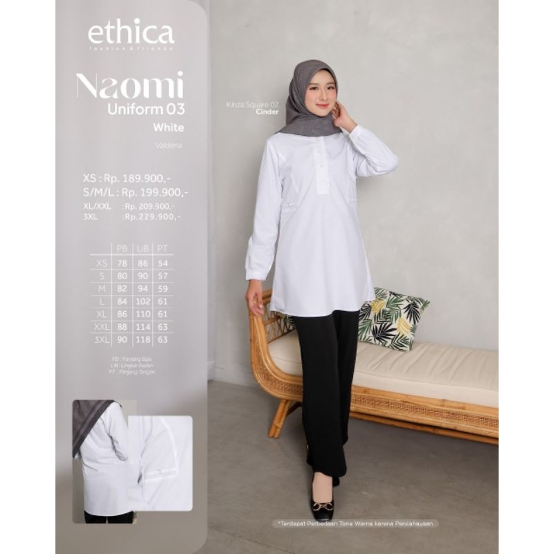 Ethica Naomi Uniform 03 White - Tunik Atasan Putih Formal Wanita Dewasa Remaja