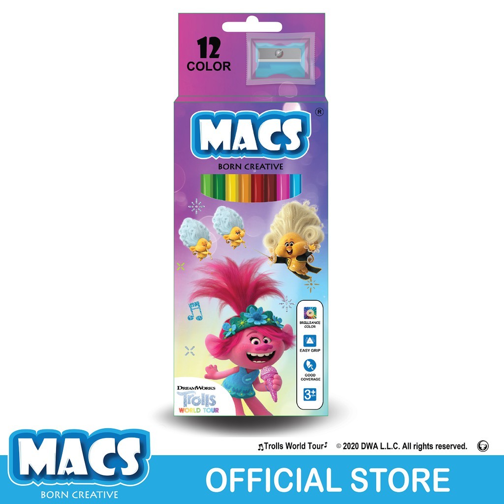 

[SET ] Pensil Warna / Colored Pencils Free Rautan + Free Buku Mewarnai - Macs 12 Warna MURAH!