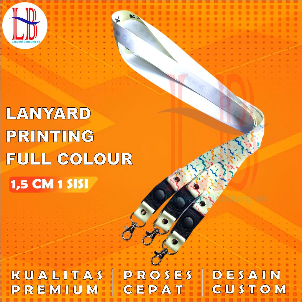 

Lanyard id card custom 1,5 cm printing sublim bahan tisu gantungan kalung name tag desain bebas
