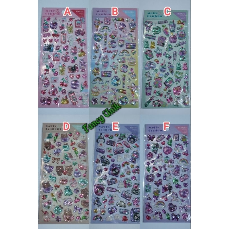 

Sticker Stiker Cute 3D Pink Rainbow Purple Blue Latte Mint