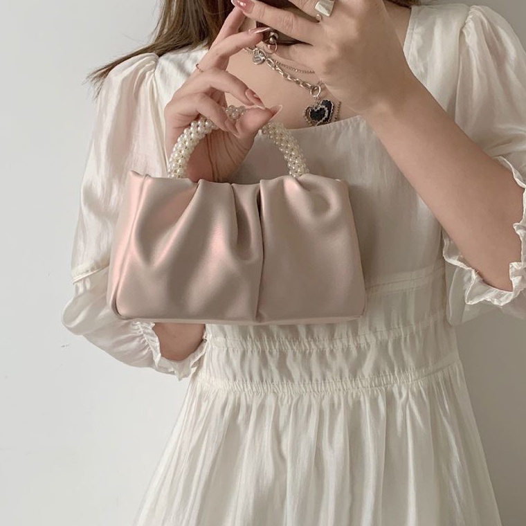 ART U38K BJ2147  WHITESILVERPURPLEPINKGOLDBLACK TAS PESTA GAGANG MUTIARA CLUTCH HANDBAG WANITA FASHI