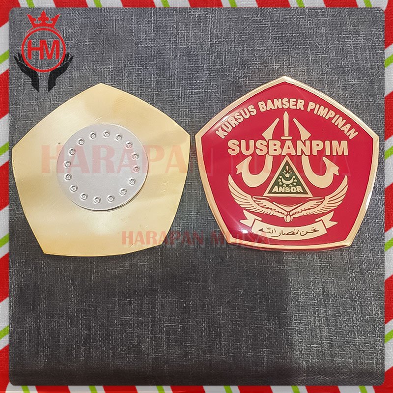 Pin Banser Ansor Warna Merah Ukuran Besar - Bros Bin SUSBANPIM - Harapan Mulya