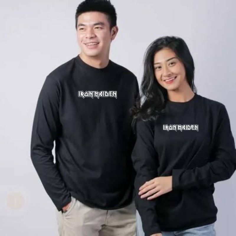 kaos couple atasan band metal iron maiden dewasa pria wanita hitam putih(HARGA SATUAN/BISA COD) leng