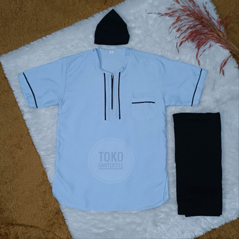 Setelan Koko Anak Oneset Terbaru 2025 Outfit Muslim 1Set Bisa Cod Baju Celana Tanggung Remaja Cowok 