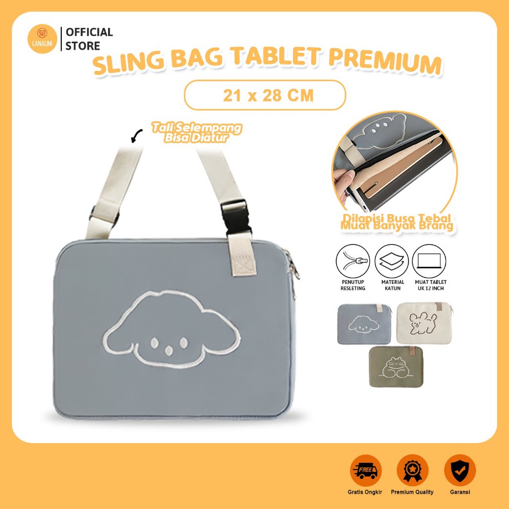 ART X36B Tas Tablet Slempang Sleeve Slingbag Pouch Charger Kabel Mouse Shockproof Full Protection iP