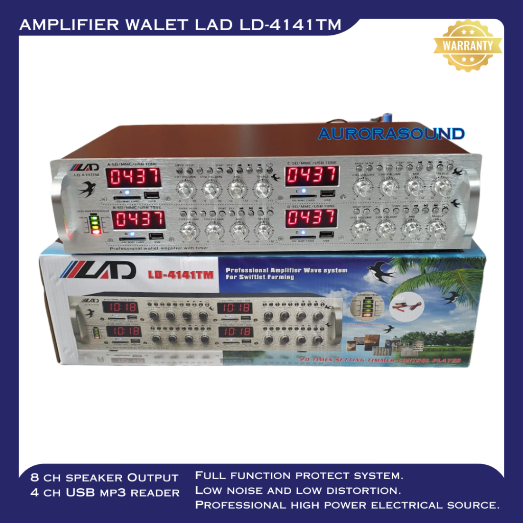 AMPLIFIER WALET LAD LD-4141TM 4 PLAYER 8 CHANNEL AMPLI WALET HIGH DISPLAY LED ORI GARANSI