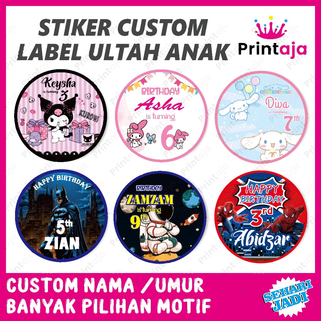 

[FREE DESAIN] STIKER ULANG TAHUN ANAK NEW | STIKER BULAT GOODYBAG | STICKER BIRTHDAY | CUTTING STIKER ULANG TAHUN | LABEL STIKER ULTAH