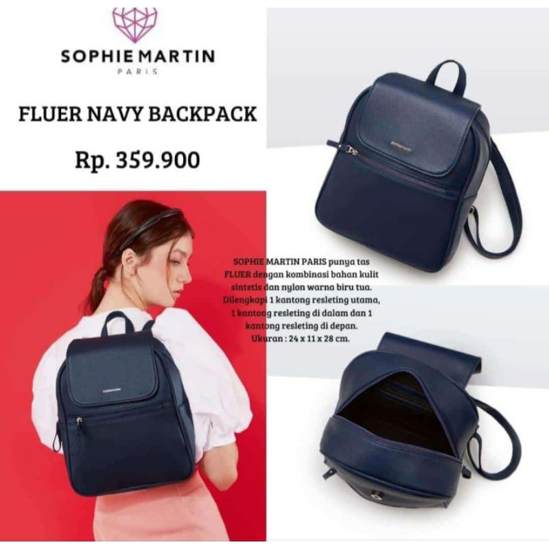 TAS RANSEL/GENDONG TAS FLUER NAVY SOPHIE MARTIN ORIGINAL PROMO