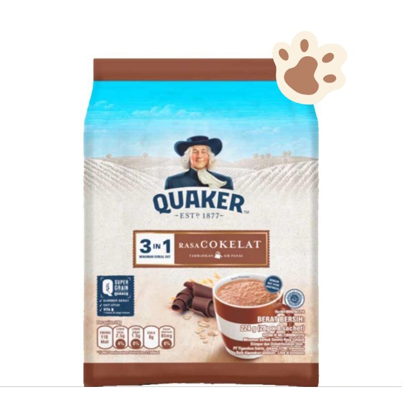 

Minuman sereal Quaker Oat 3in1 Rasa Cokelat isi 8x28gr