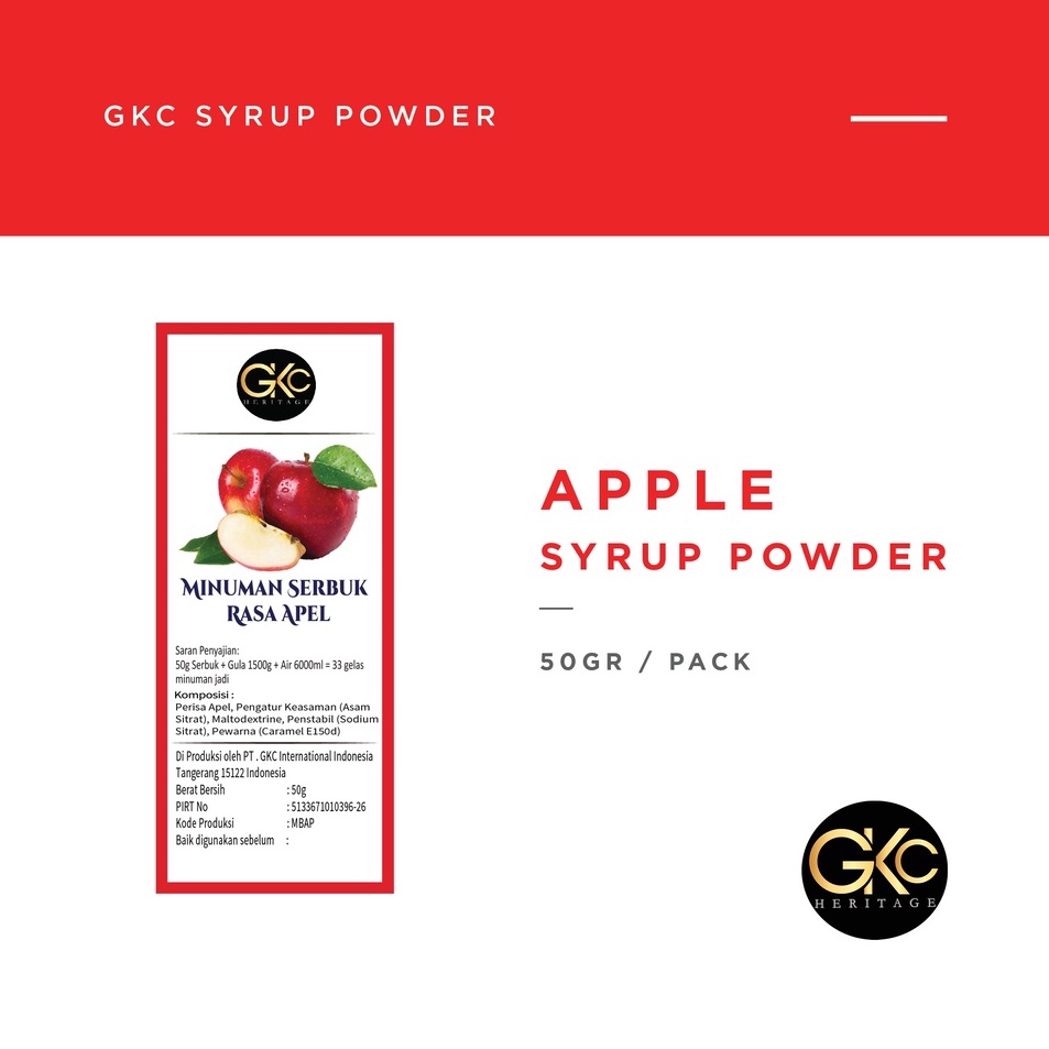 

Buruan Dapetin Bubuk Sirup Apel Apple Powder Syrup Serbuk Minuman Powder Drink sudah HALAL GKC Heritage 5 gram
