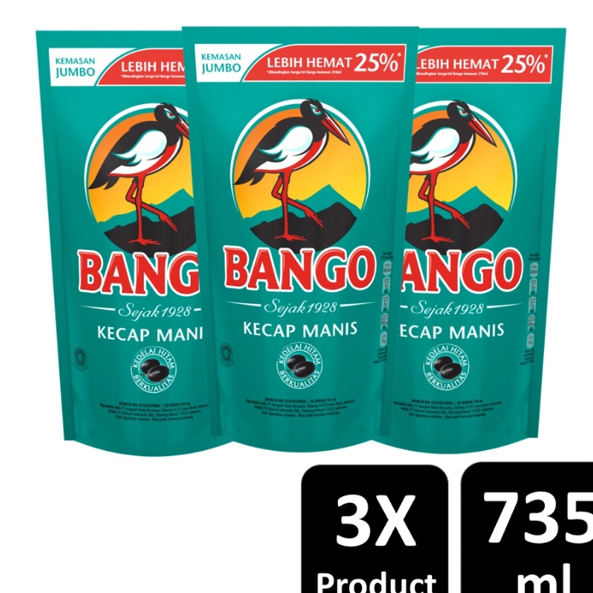 

Harga Kompetitif Bango Kecap Manis Refill 735 mL x3