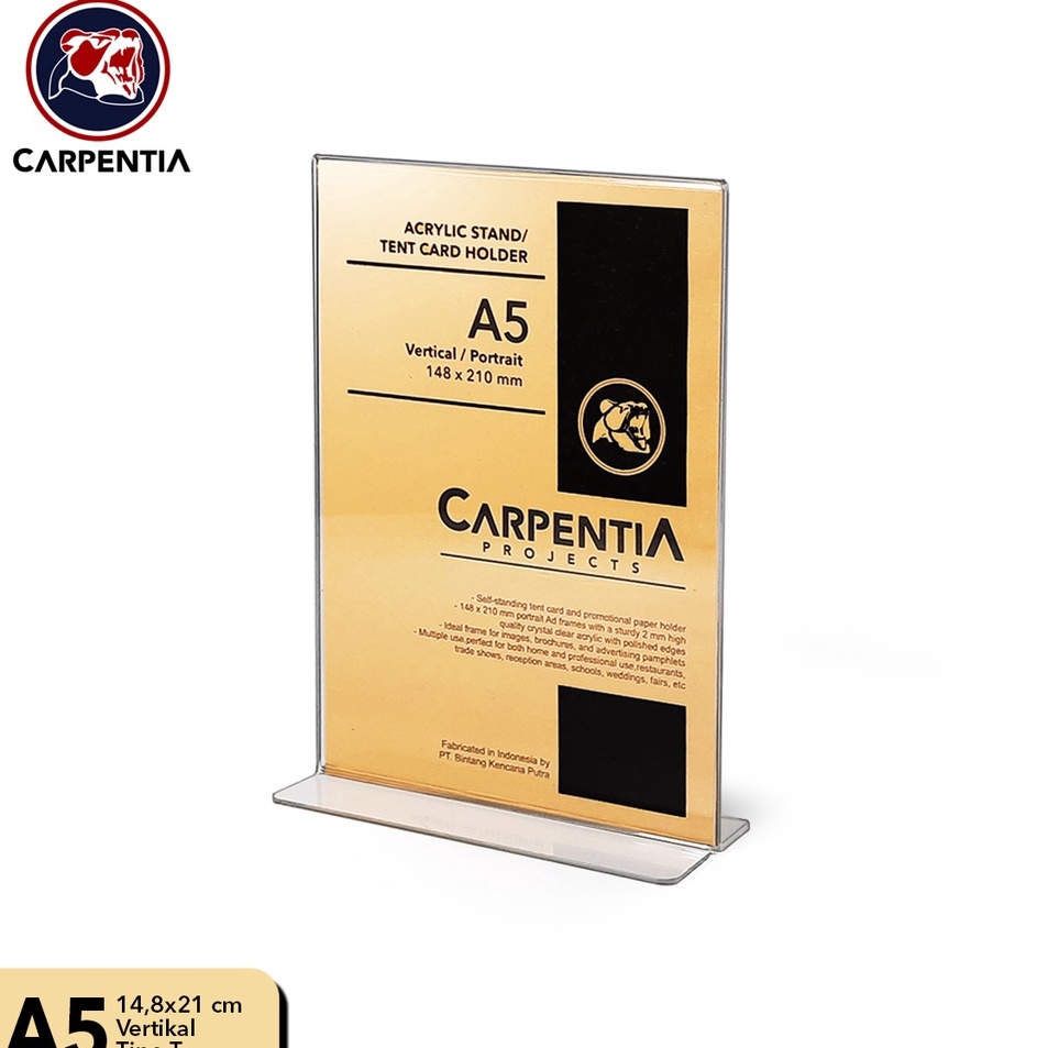 

Promo Stok Carpentia Acrylic Standing Tipe T A5 Vertikal 148x21 cm Tent Card Akrilik Display Brosur QRIS Barcode Menu Harga Nomor Meja