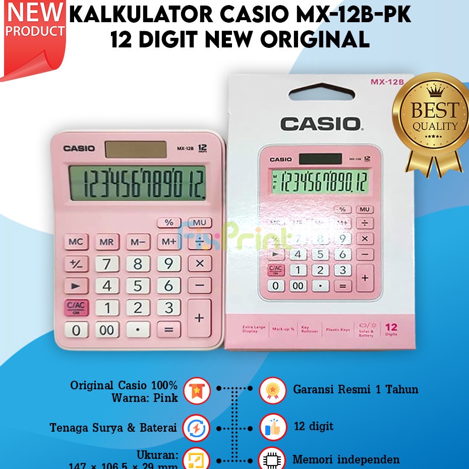 

Obral Belanja Kalkulator Casio MX 12B Calculator MX12B Desktop 12 Digit Kalkulator Lucu Pink Biru Muda Putih Hitam