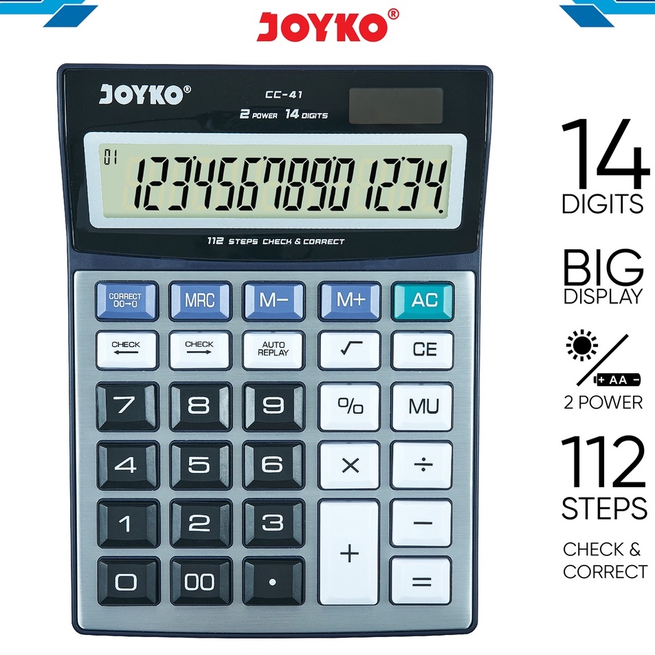 

Grosir Spesial Calculator Kalkulator Joyko CC41 14 Digits Check Correct