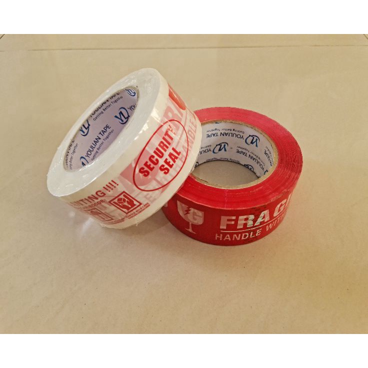 

Borong Berhadiah YouLian LAKBAN FRAGILE MERAH dan PUTIH 2inch48MM x 2 Yard Lakban OPP Isolasi OPP Fragile Video Unboxing Asli 2 yard Fragile Puith