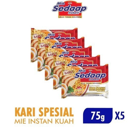 

Lariz manis Sedaap Mie Instan Kari Kental Special Bag 75 gr x5