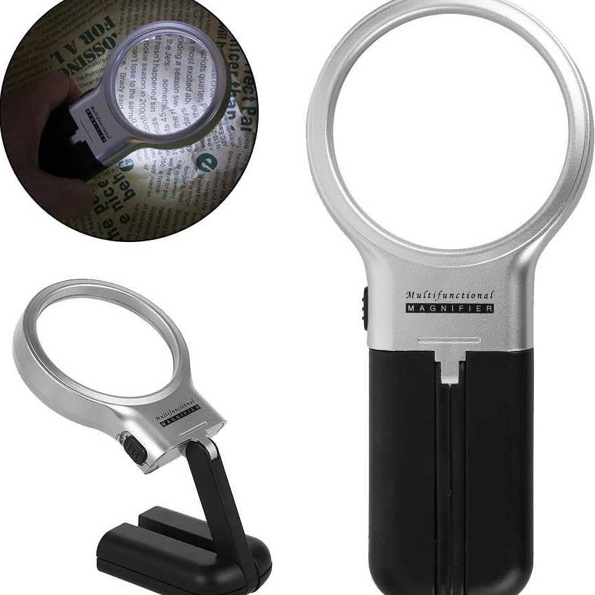

Pabrik Resmi Kaca Pembesar Lipat Foldable Magnifying Glass with 2 LED 63mm 3X TH76